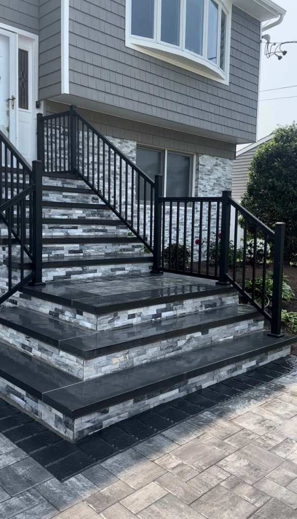 Stone Staircase & Paver Entry